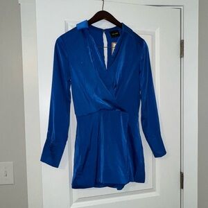 Blue DO + BE satin collared romper brand new with tags from vestique